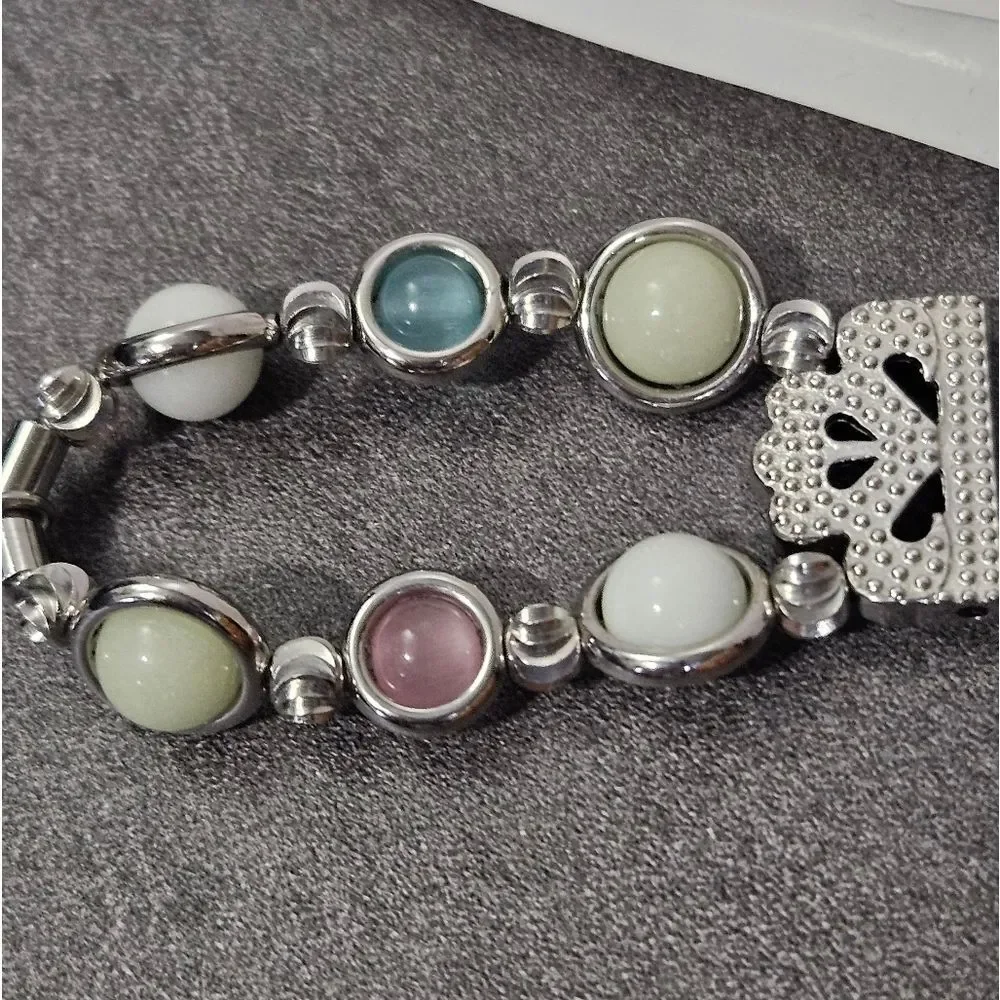 Luminous Beaded Bracelet Watchband SILVER 20mm SAMSUNG ANDROID NEW FANCY BANDS